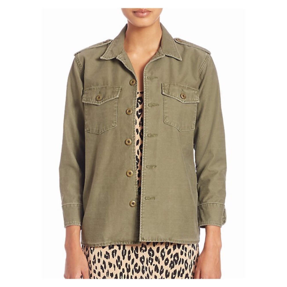 CASLON Army Green Button Down Shirt Jacket Medium